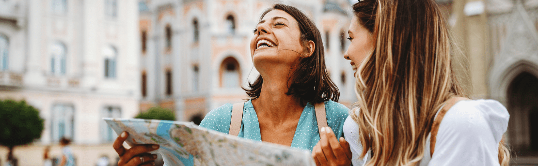 Tourists sightseeing on vacation