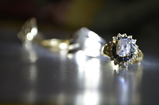 diamond rings on a table