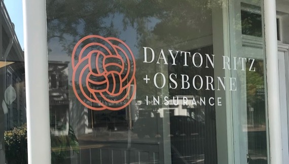 Dayton Ritz and Osborne insurance logo on a window