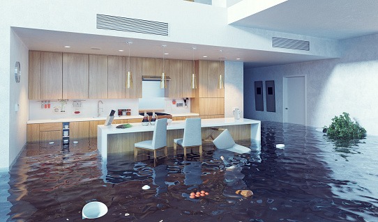 luxury kitchen flooded