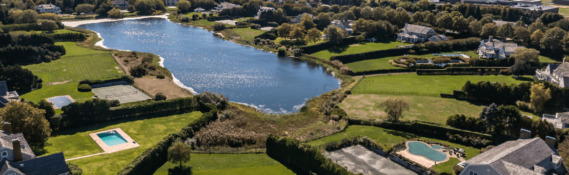 Aerial shot of a Hampton’s Neighborhood