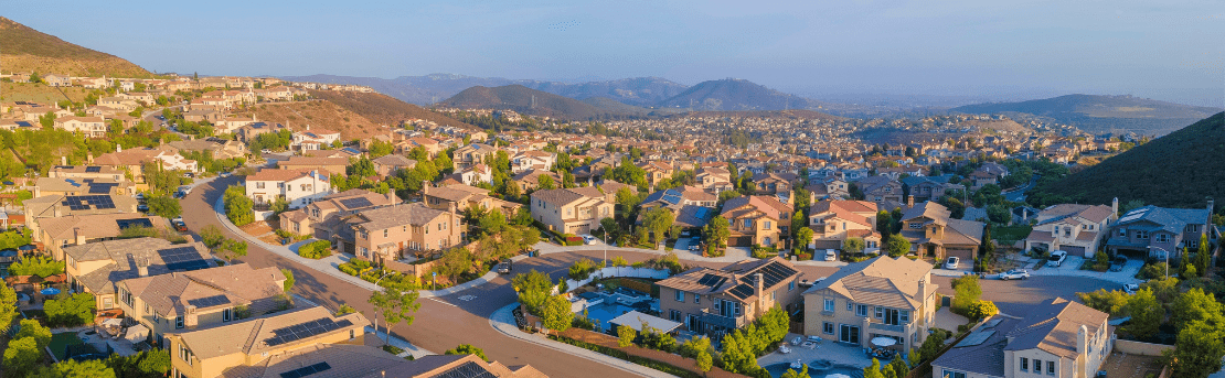 Panoramic view of California suburbs