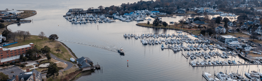 Aerial shot of a marina