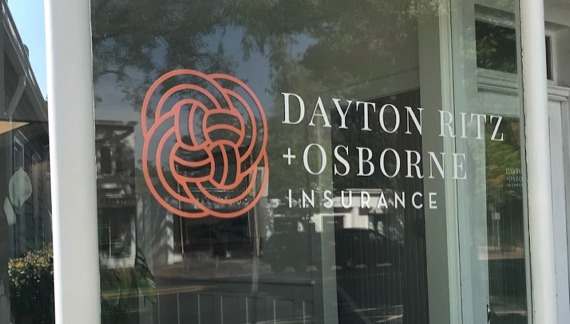 Dayton Ritz and Osborne insurance logo on a window