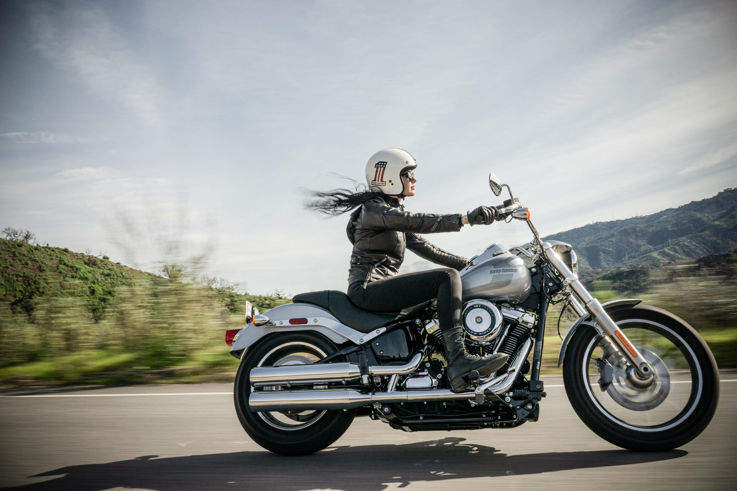 Woman driving a motorcycle